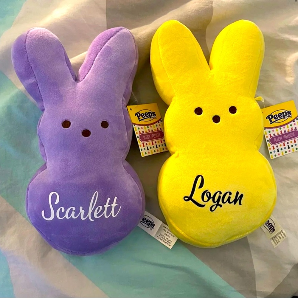 Personalized 3.5x9 inch Easter Peeps Plush Bunnies
